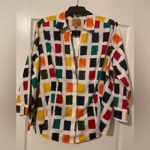 New .With Tags No Iron Taylor Colorful Geometric Print Shirt